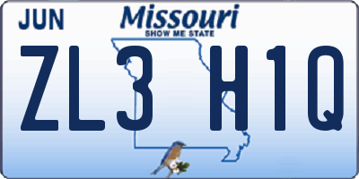 MO license plate ZL3H1Q