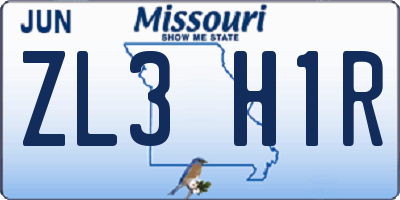 MO license plate ZL3H1R
