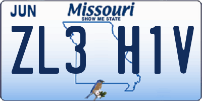 MO license plate ZL3H1V