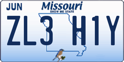 MO license plate ZL3H1Y