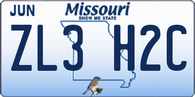 MO license plate ZL3H2C