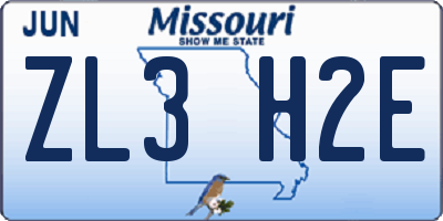 MO license plate ZL3H2E