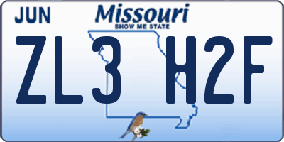 MO license plate ZL3H2F