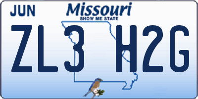 MO license plate ZL3H2G