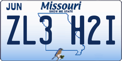 MO license plate ZL3H2I