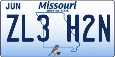 MO license plate ZL3H2N