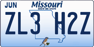 MO license plate ZL3H2Z