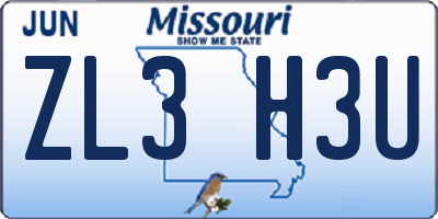 MO license plate ZL3H3U