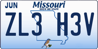 MO license plate ZL3H3V