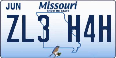MO license plate ZL3H4H