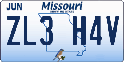 MO license plate ZL3H4V