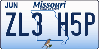 MO license plate ZL3H5P