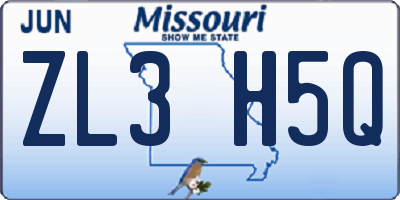 MO license plate ZL3H5Q