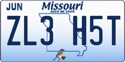 MO license plate ZL3H5T