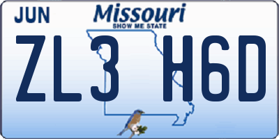 MO license plate ZL3H6D