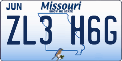 MO license plate ZL3H6G