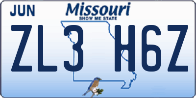 MO license plate ZL3H6Z