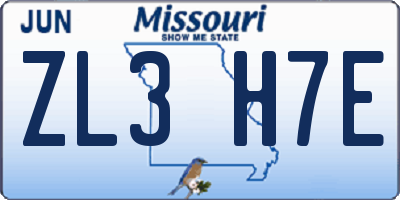 MO license plate ZL3H7E