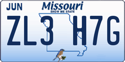 MO license plate ZL3H7G