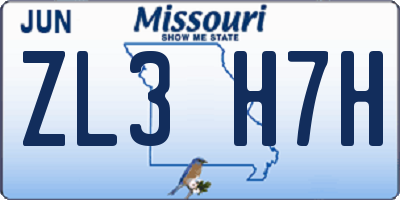 MO license plate ZL3H7H
