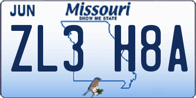 MO license plate ZL3H8A