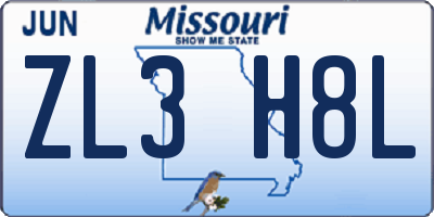 MO license plate ZL3H8L