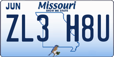 MO license plate ZL3H8U