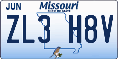 MO license plate ZL3H8V