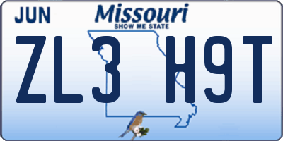 MO license plate ZL3H9T