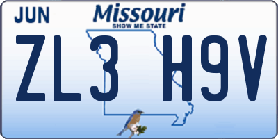 MO license plate ZL3H9V