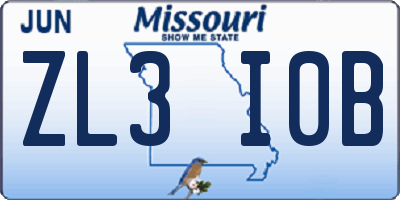 MO license plate ZL3I0B