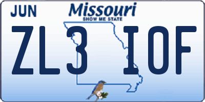 MO license plate ZL3I0F