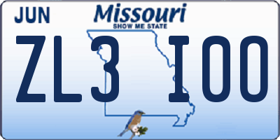 MO license plate ZL3I0O