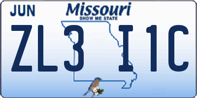 MO license plate ZL3I1C