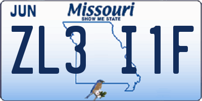 MO license plate ZL3I1F