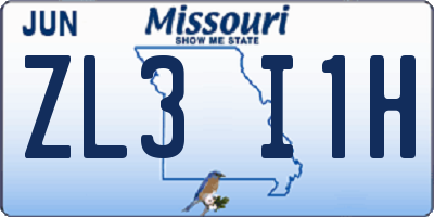MO license plate ZL3I1H