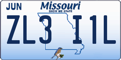 MO license plate ZL3I1L