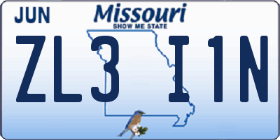 MO license plate ZL3I1N