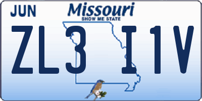 MO license plate ZL3I1V