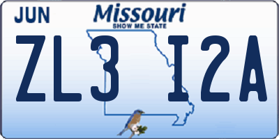 MO license plate ZL3I2A