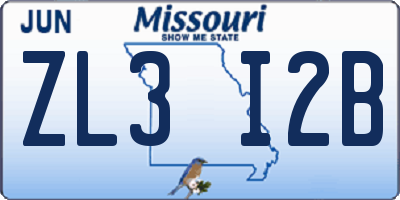 MO license plate ZL3I2B