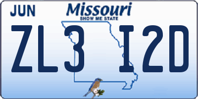 MO license plate ZL3I2D
