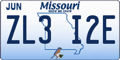 MO license plate ZL3I2E