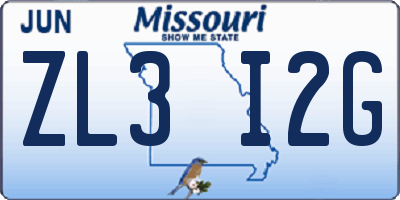 MO license plate ZL3I2G