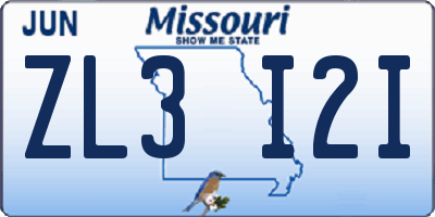 MO license plate ZL3I2I