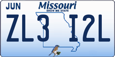 MO license plate ZL3I2L