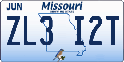 MO license plate ZL3I2T