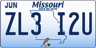 MO license plate ZL3I2U