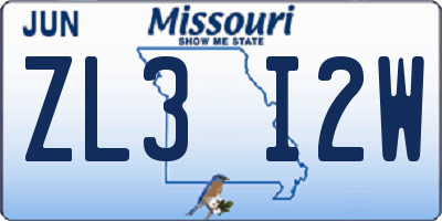 MO license plate ZL3I2W
