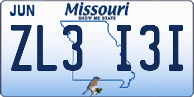 MO license plate ZL3I3I